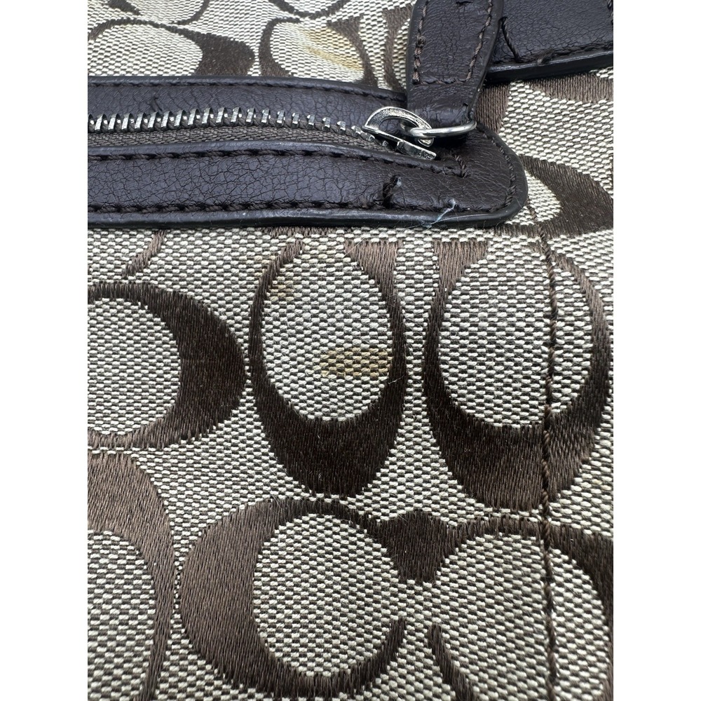 Coach Signature Soho Hobo Shoulder Bag Brown Khaki Canvas Leather Buckle Trim 14 - Picture 10 of 16